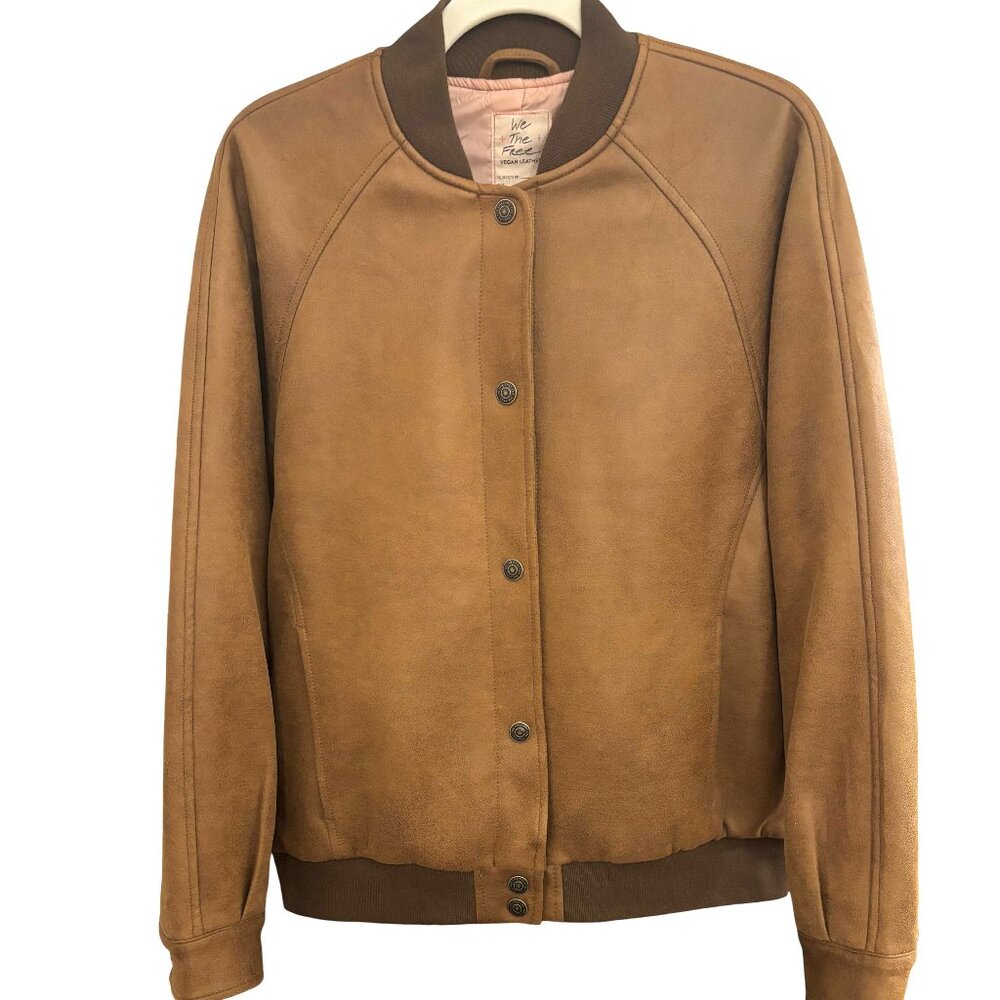 NWOT We The Free Wild Rose Vegan Suede Bomber, Chestnut, Size XS - Picture 5 of 11